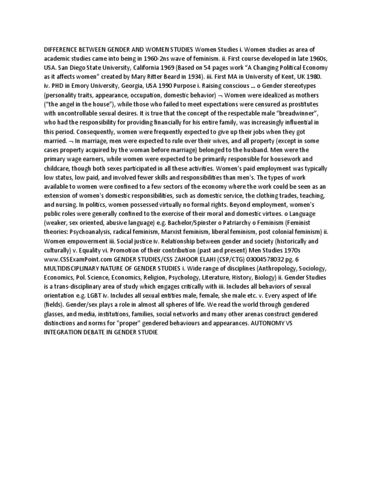Gender vs. Women Studies Explained | PDF | Gender Studies | Feminism