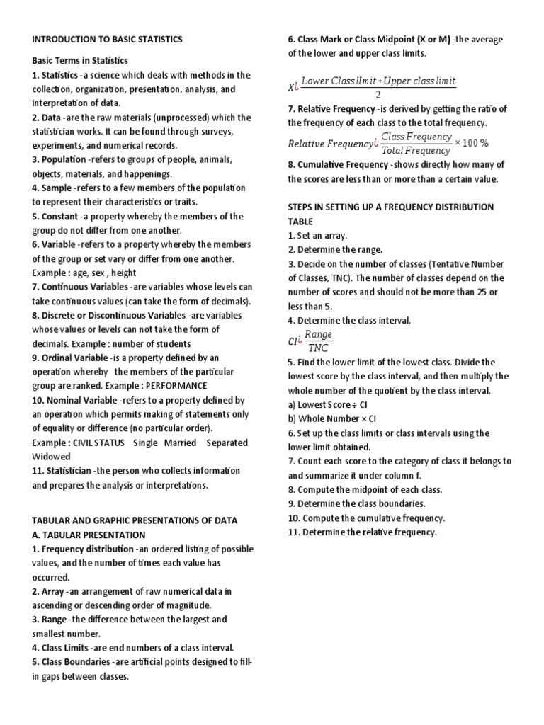 Introduction to Basic Statistics Concepts | PDF | Statistics ...