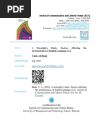 A Descriptive Study: Factors Affecting The Pronunciation of English Language (L2)