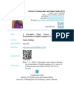 A Descriptive Study: Factors Affecting The Pronunciation of English Language (L2)