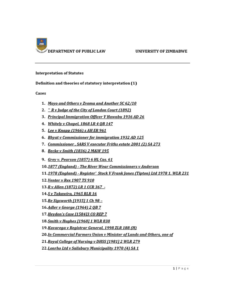 Interpreting Statutes An Analysis of the Rules and Principles of