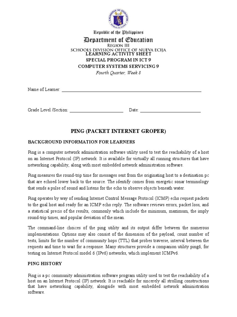 Learning Activity Sheet Special Program in Ict 9 Computer Systems ...