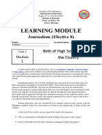 Learning Module: Journalism (Elective 8)