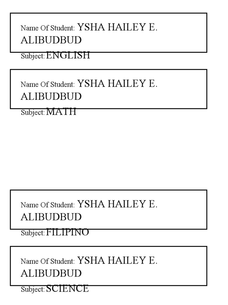 Ysha Hailey E. Alibudbud's Subjects | PDF