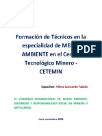 m29. Formación de Técnicos en La Especialidad de Medio Ambiente en El Centro Tecnológico Minero - Cetemin