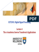 ECTE301: Digital Signal Processing: The Z-Transform: Inverse Transform & Applications