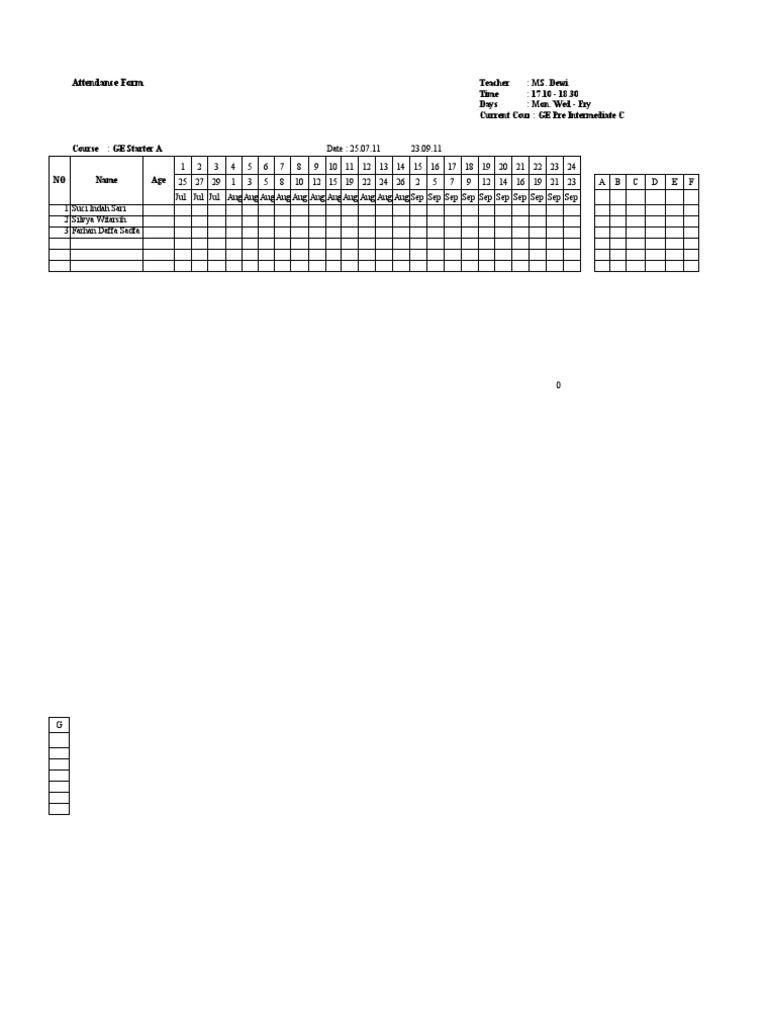 Attendance Form | PDF