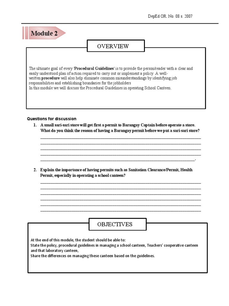 School Canteen Management Guidelines | PDF | Teachers | Foods
