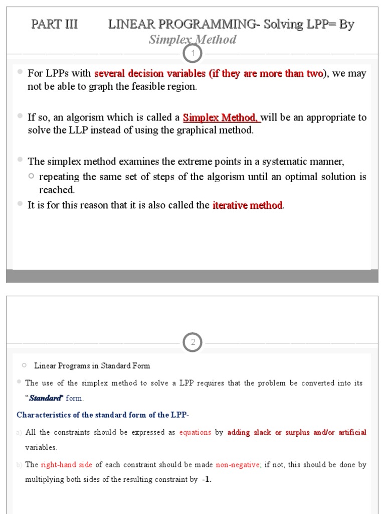 Linear Programming-Solving LPP by | PDF | Mathematical Optimization ...