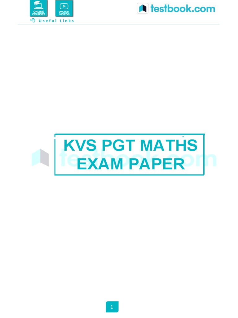 KVS PGT Maths Exam Question Paper 2023 | PDF | Modulation