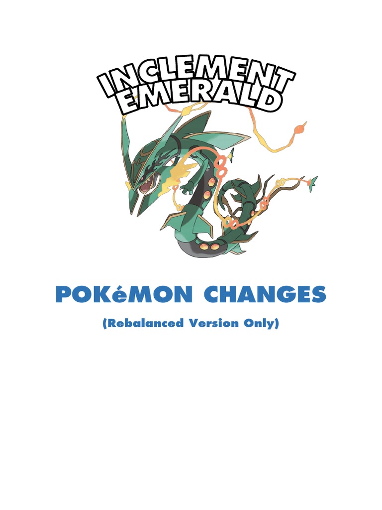 Pokémon Rebalancing: A Comprehensive Guide to Stat, Type, Ability, and  Movepool Changes in Pokémon Emerald Hack, PDF, Nintendo Franchises