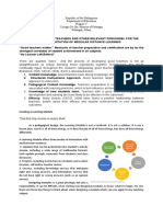 Training Plan For Teachers and Other Relevant Personnel For The Implementation of Modular Distance Learning