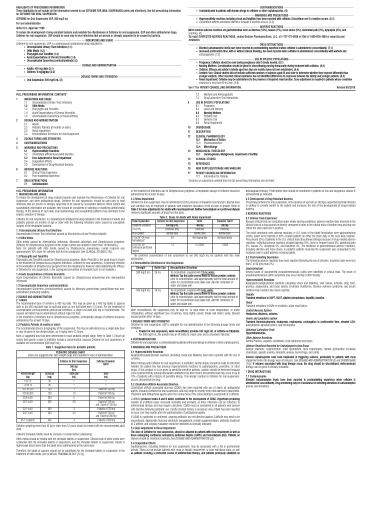 Cefixime For Oral Suspension PDF Chemistry Dose (Biochemistry)