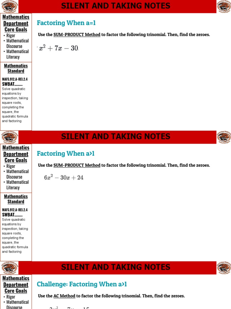 AC Method for Factoring Trinomials | PDF | Quadratic Equation ...