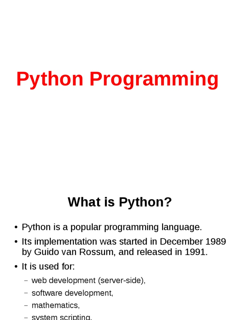 Python Programming | PDF | Parameter (Computer Programming) | Class ...