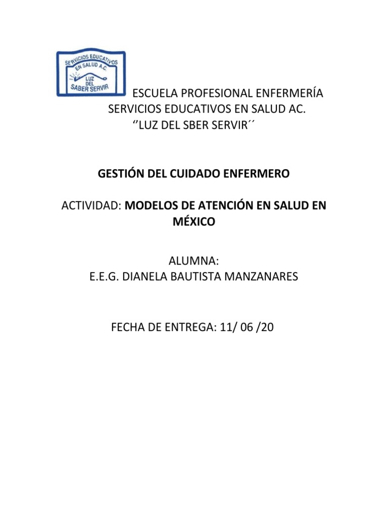 Modelos de Atención en Salud en México | PDF | Medicina | Cuidado de la ...