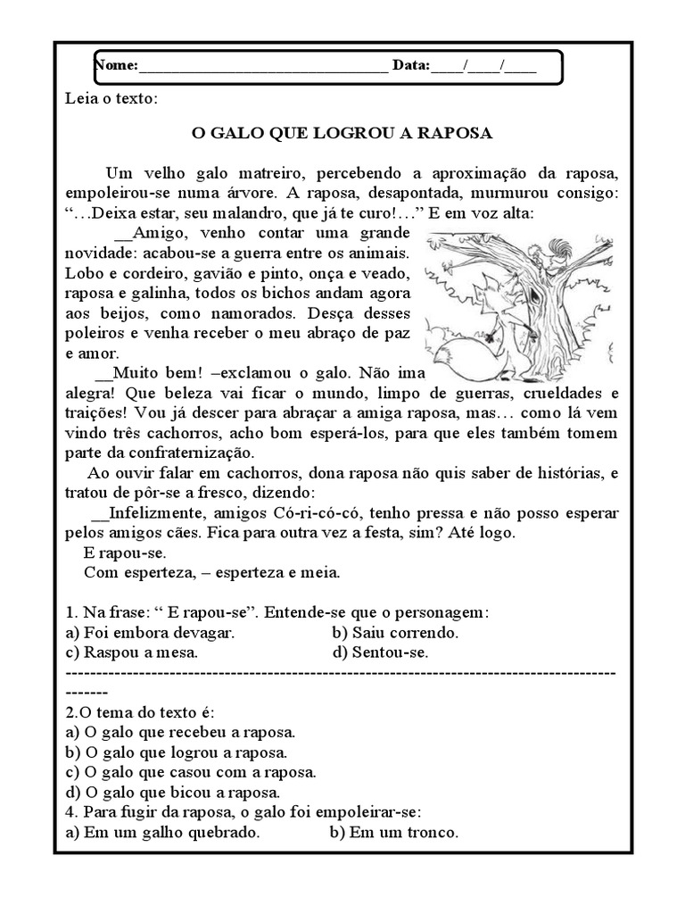 O Galo Que Logrou A Raposa | PDF | Cães | Raposa