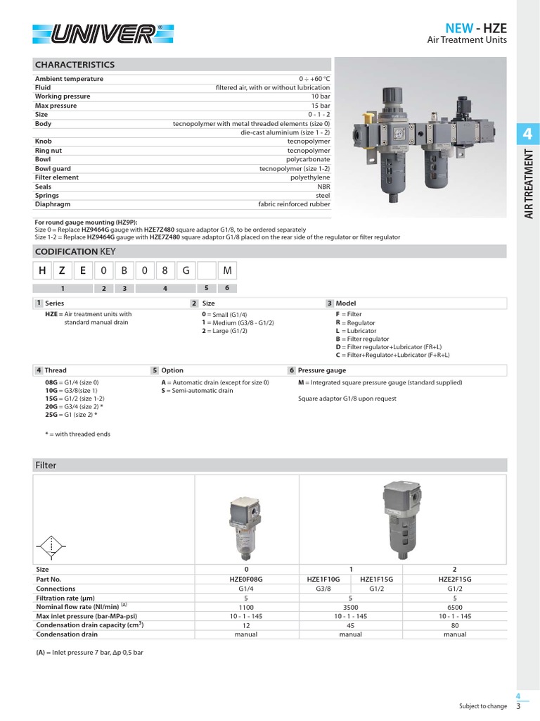 Specification Sheet for HZE Series Air Treatment Units including