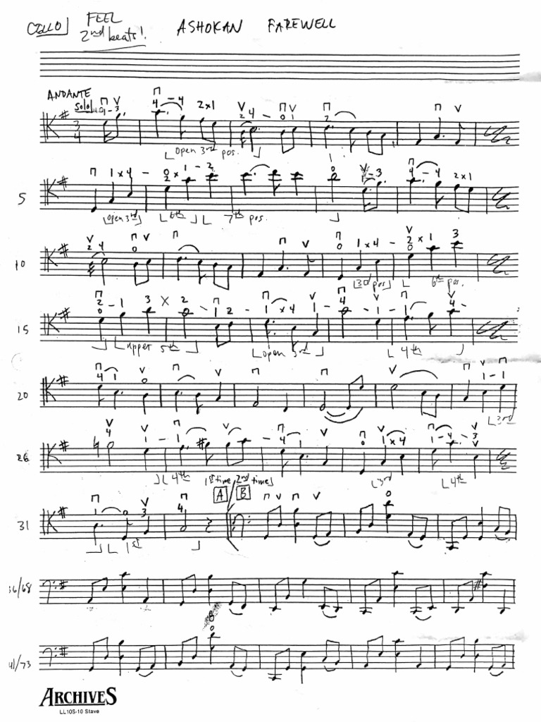 Ashokan Farewell Cello PDF
