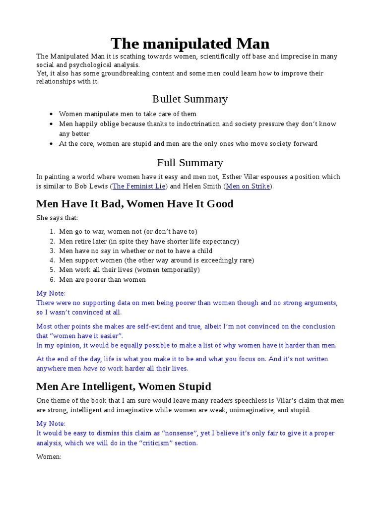 The Manipulated Man Bullet Summary PDF