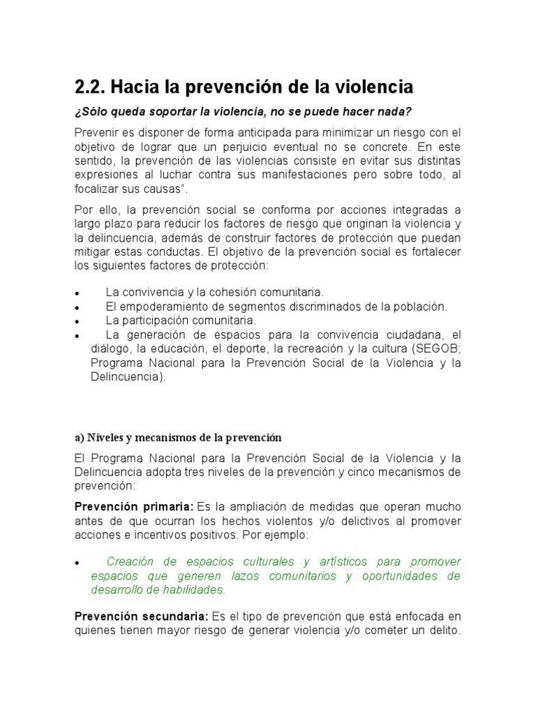 Prevención Social de la Violencia | PDF | Violencia | No violencia
