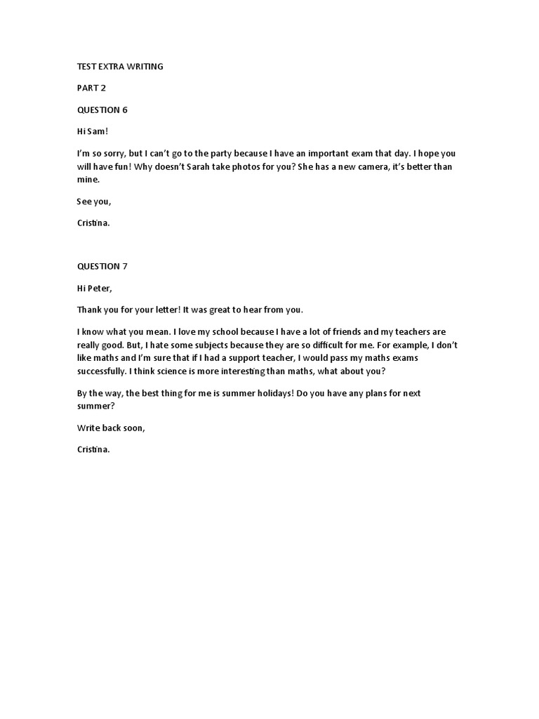 Test Extra Writing | PDF