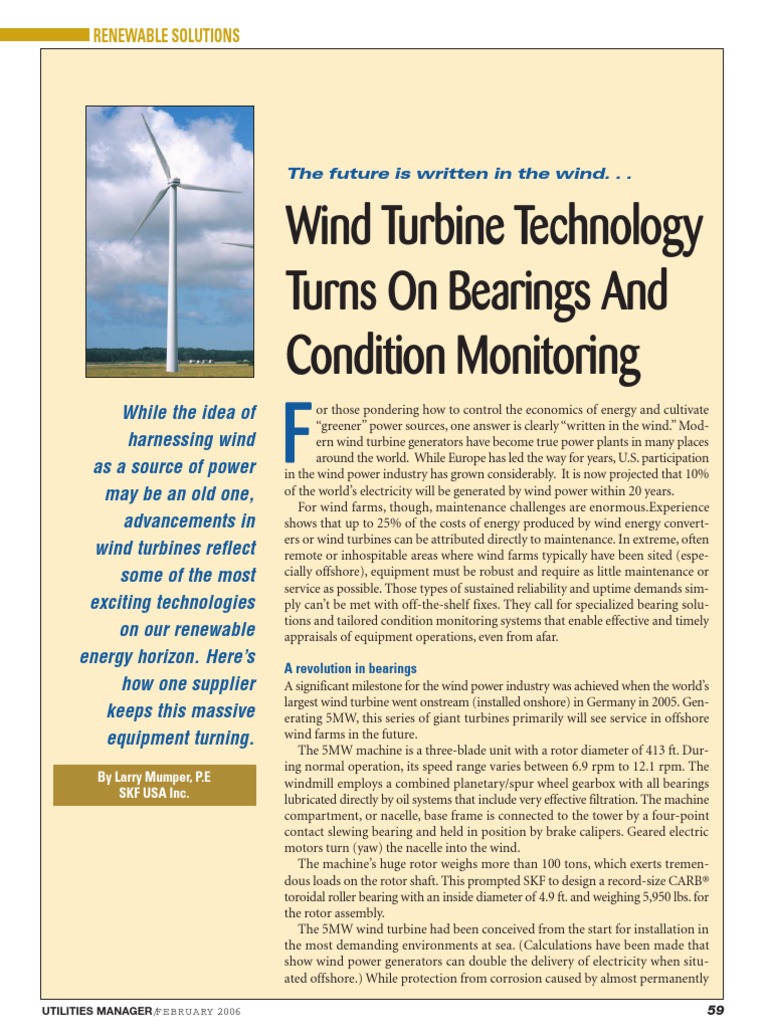 Bearings and Condition Monitoring | PDF | Wind Power | Wind Turbine