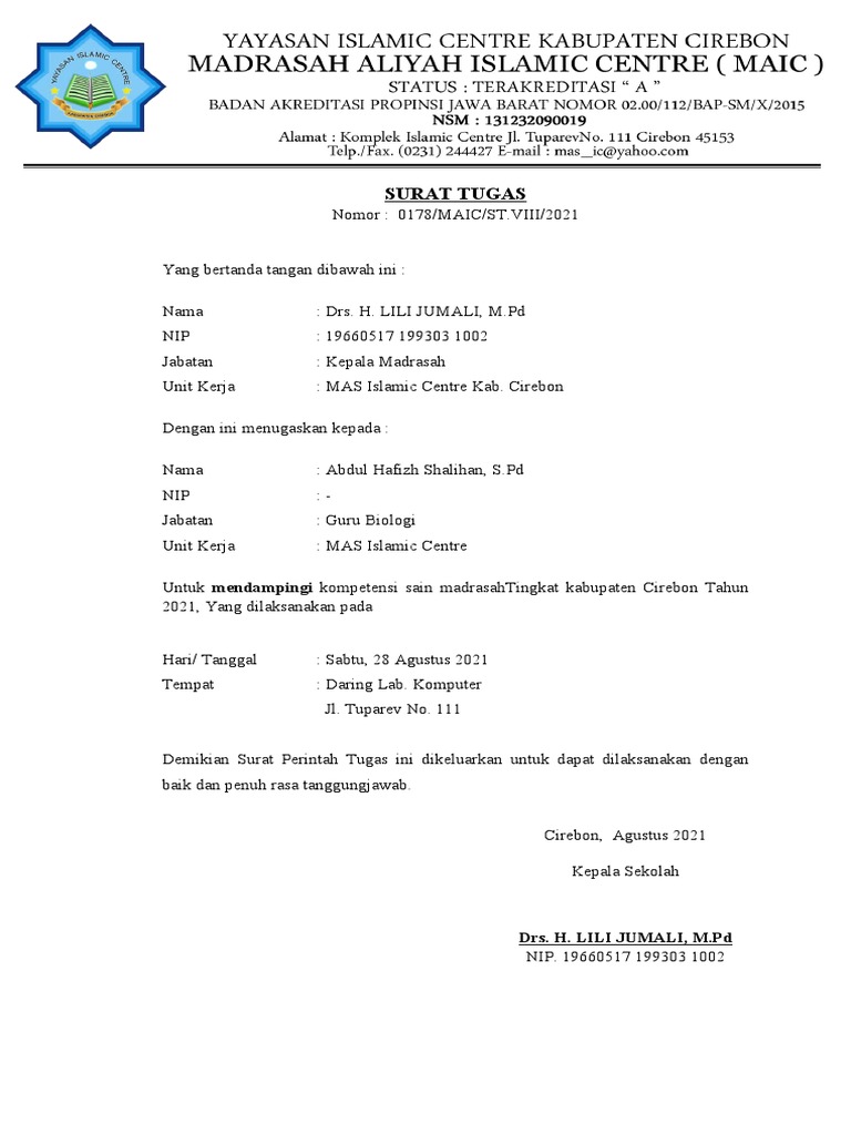 Surat Tugas Pendamping Lomba Fls2n 2019 Pdf