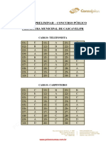 Gabarito Preliminar - Concurso Público Prefeitura Municipal de Cascavel/Pr