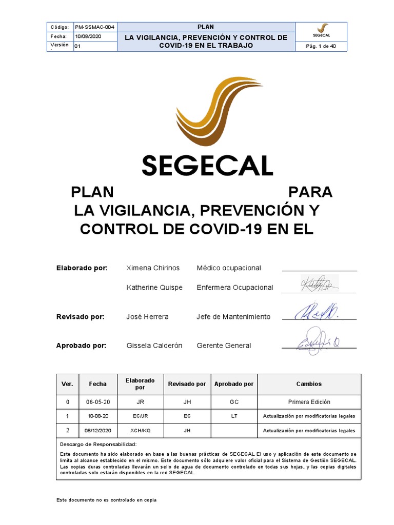 Plan Covid - Taller Lima | PDF | Lavado de manos | Epidemiología