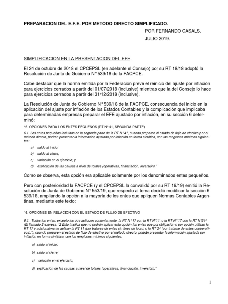 EFE Método Directo: Simplificación y Normas | PDF | Inversiones ...