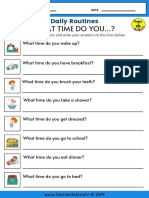 Daily Routine Worksheet Q and A