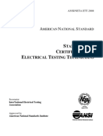 S C E T T: Tandard For Ertification of Lectrical Esting Echnicians