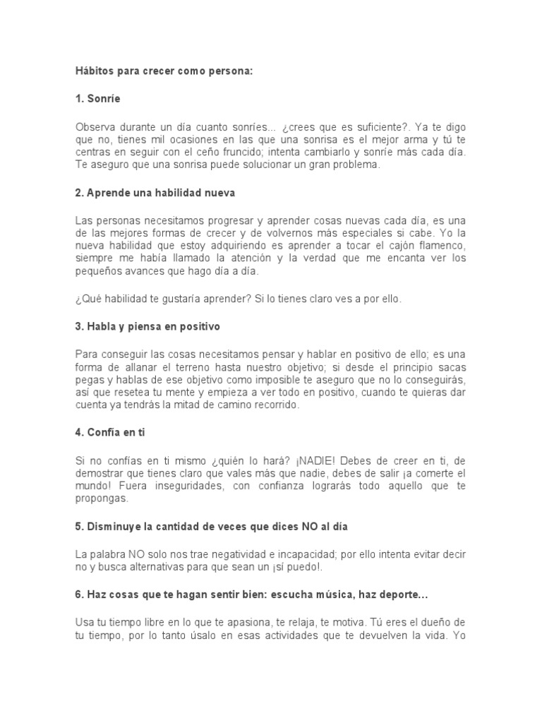 Hábitos para el crecimiento personal | PDF | Artes del Lenguaje y ...