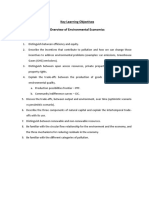 Key Learning Objectives Overview of Environmental Economics