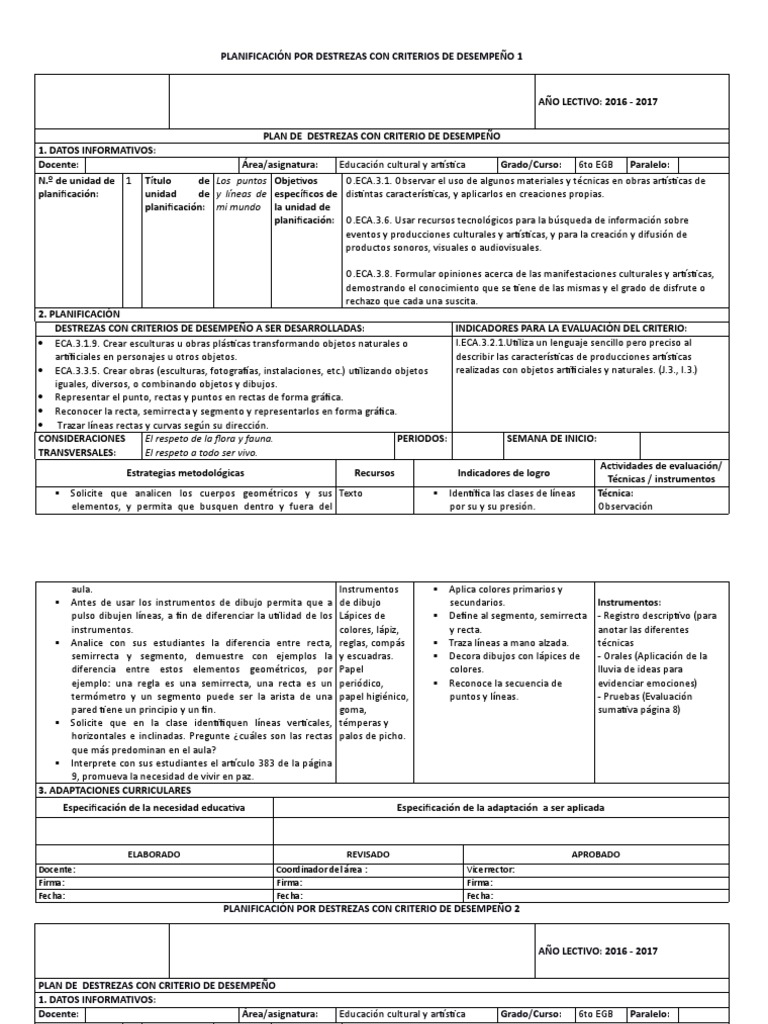 Actividades de ECA para Sexto Grado | PDF | Dibujo | Planificación