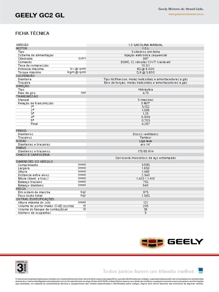 Geely GC2 2015 | PDF | Classificação dos automóveis | Veículos de rodas