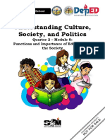 Understanding Culture, Society, and Politics: Quarter 2 - Module 8: Functions and Importance of Education in The Society