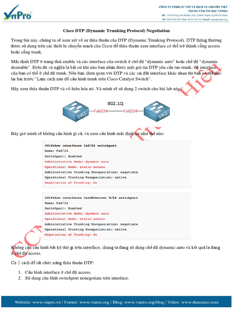 Cisco DTP (Dynamic Trunking Protocol) Negotiation PDF