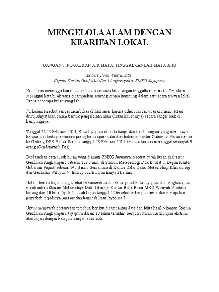 Kearifan Alam yang Mengelola