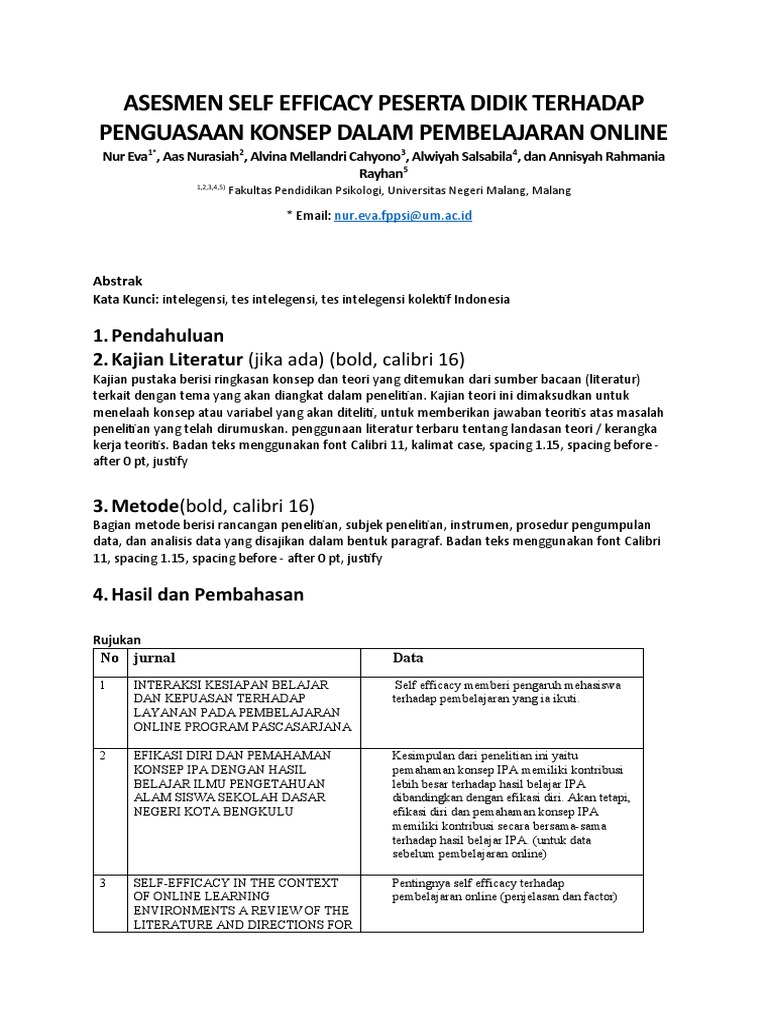 Self Efficacy dan Pembelajaran Online | PDF