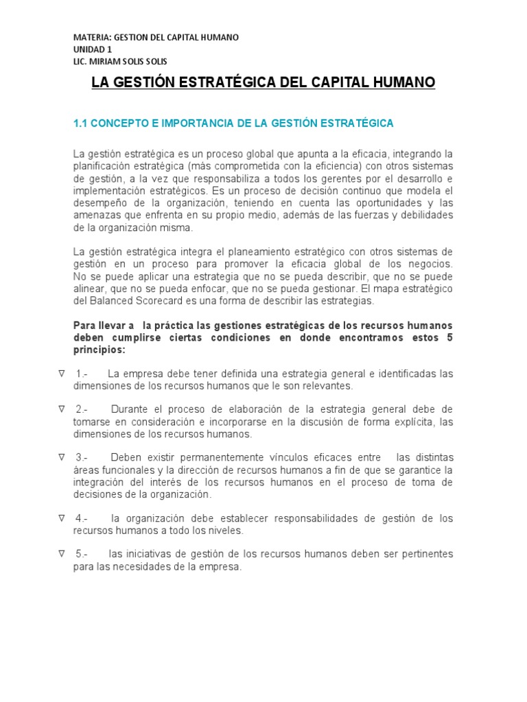 Gestión Estratégica del Capital Humano | PDF | Gestión de recursos ...