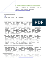 Preamble: Mental Health Screening Within Juvenile Justice: Information Sharing