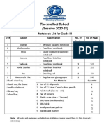 The Intellect School (Session 2020-21) : Notebook List For Grade III
