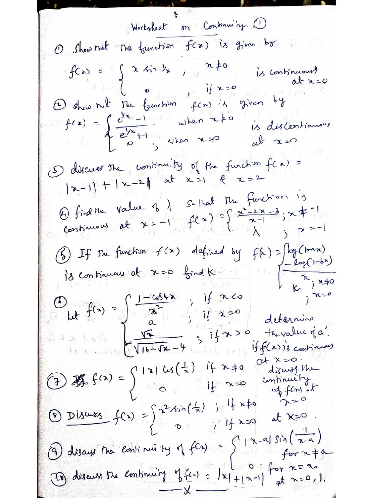 Continuity Worksheet | PDF