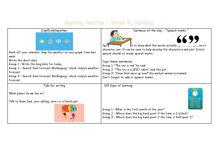 Morning Routine Week 8 Monday | PDF