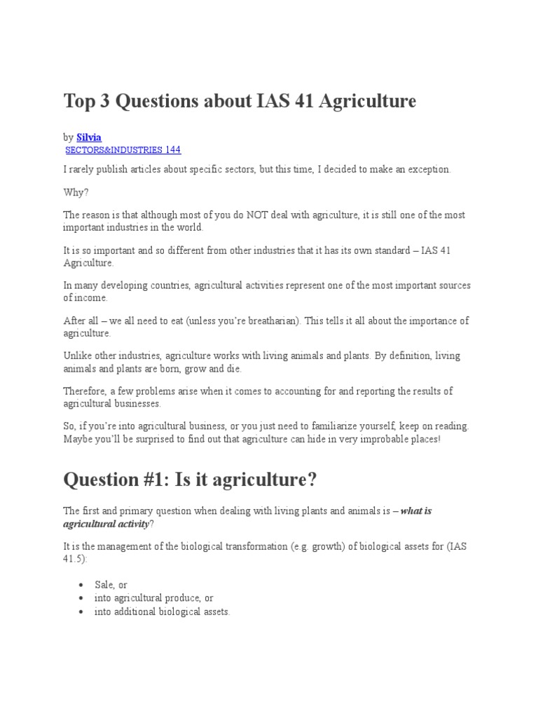 Top 3 Questions About IAS 41 Agriculture | PDF | Fair Value