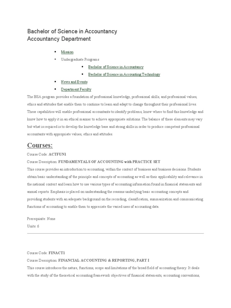 Bachelor of Science in Accountancy Program | PDF | Audit | Accounting