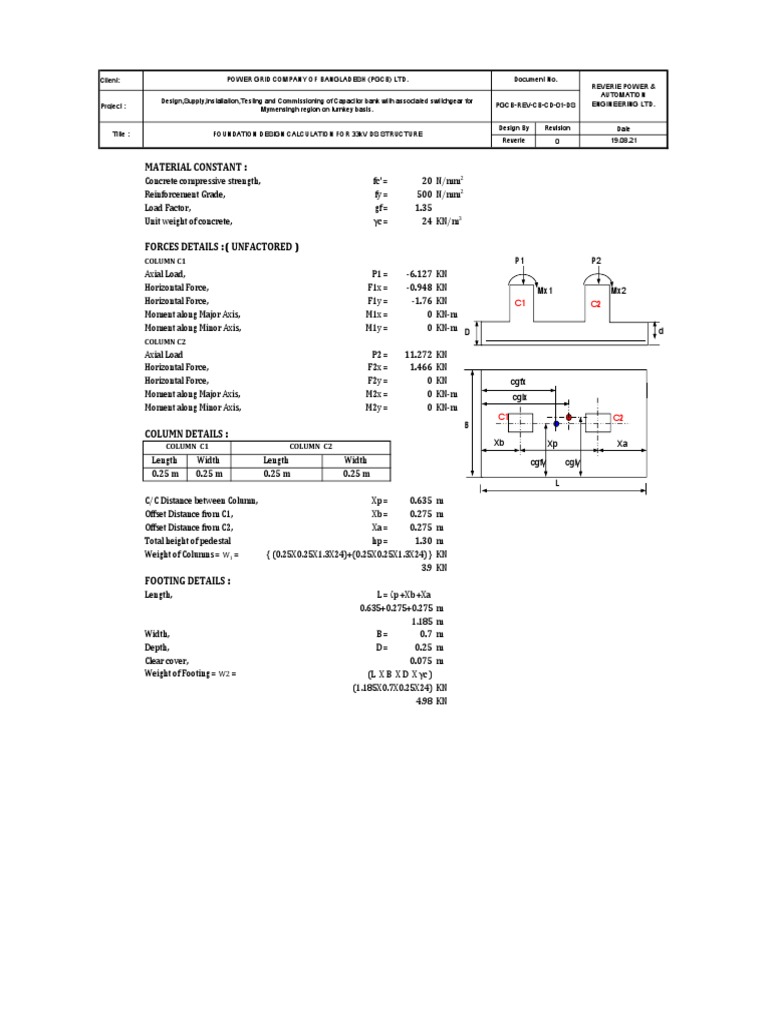 Foundation Design for 33kV Structure | PDF | Civil Engineering | Mechanics