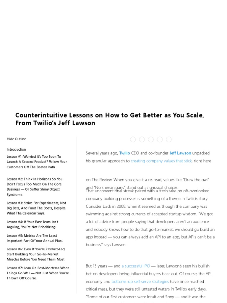 Counterintuitive Lessons On How To Get Better As You Scale | PDF | Text ...